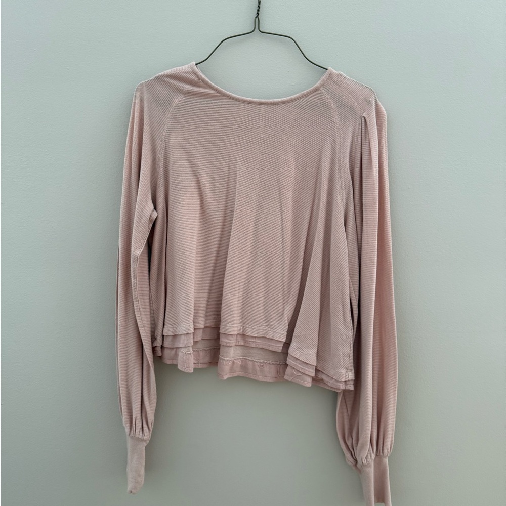 Free People Pink Long Sleeve Top
